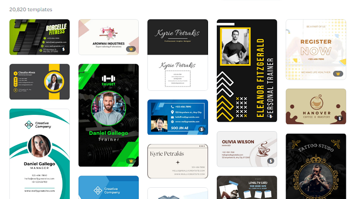 business card personal training